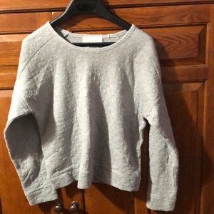 Loft gray quilted sweatshirt shirt top large